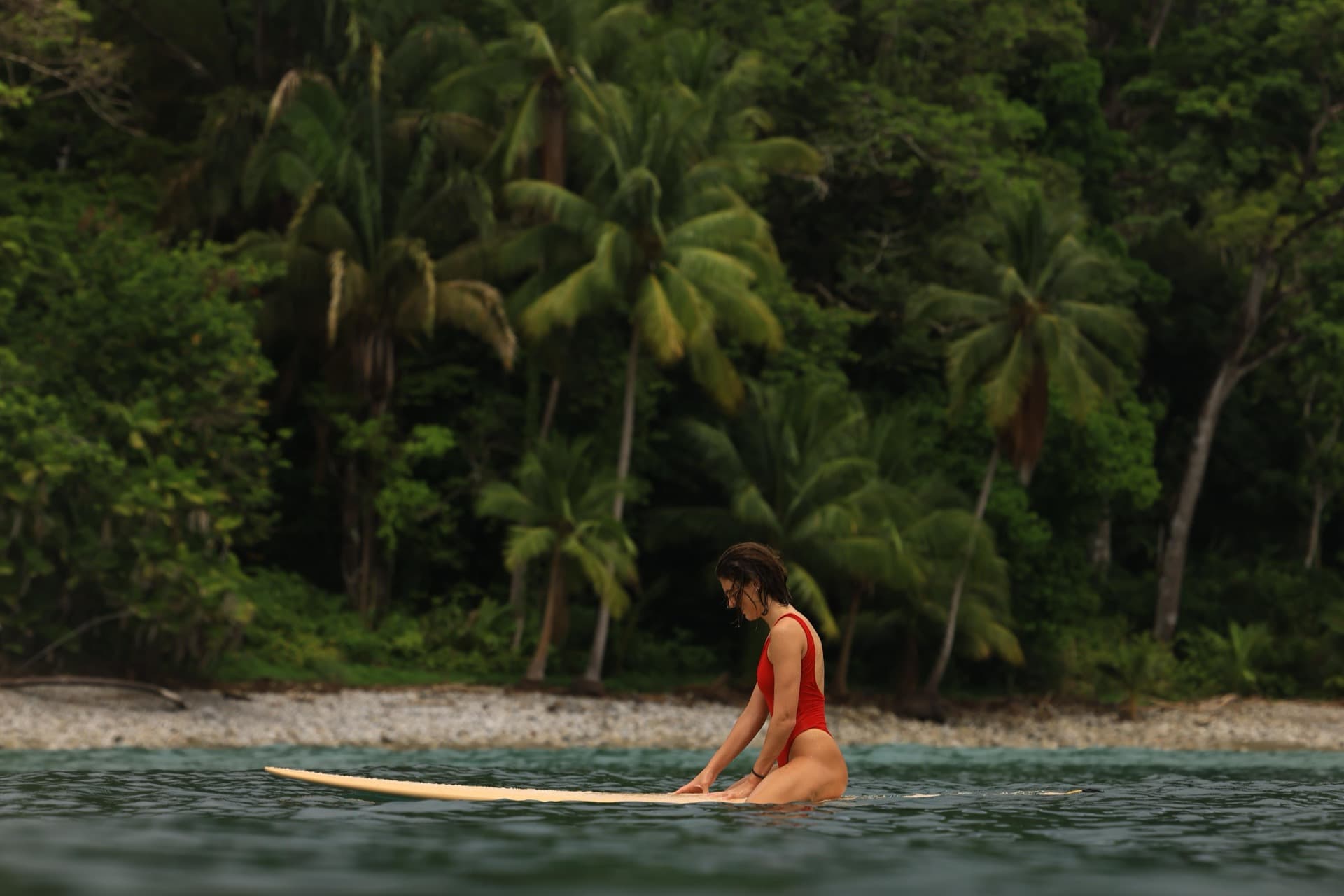 Surfers in the lineup at Cabo Matapalo